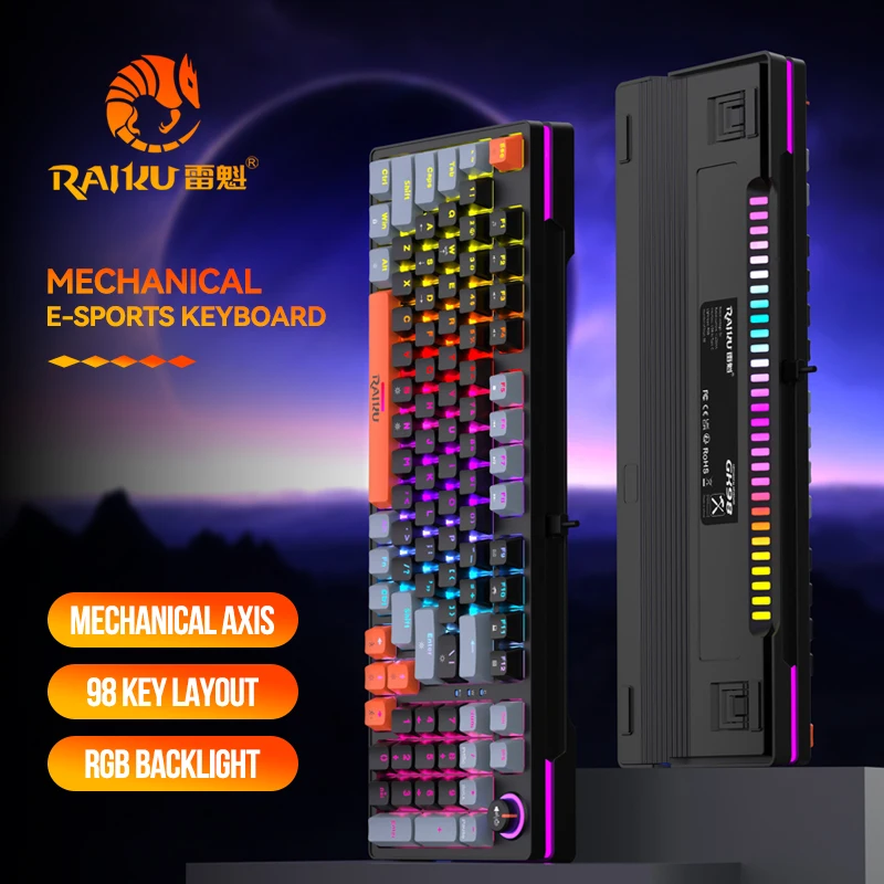 Keyboard Gaming Blue Switch - Klawiatura gamingowa GK98 przewodowa, mechaniczna, z